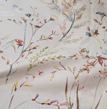 Fundas nórdicas beige de percal flores - 1