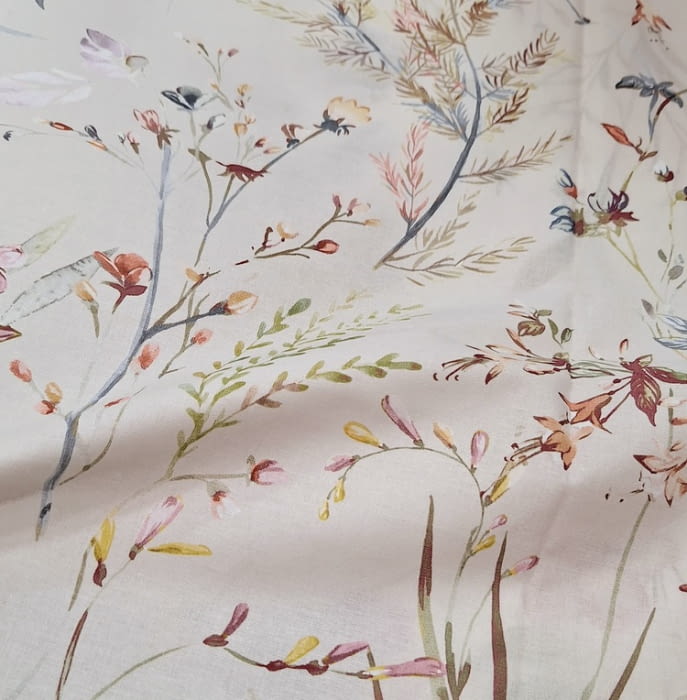 Fundas nórdicas beige de percal flores. Cama 180 - 1