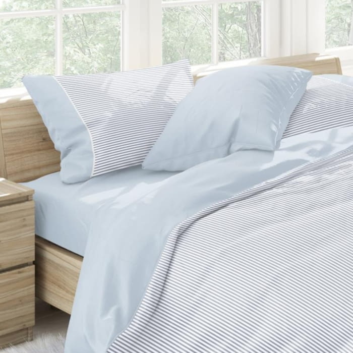 Funda nórdica rayitas azules. Cama 105, 180