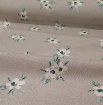 Tela mantel antimanchas color topo con flores - 4