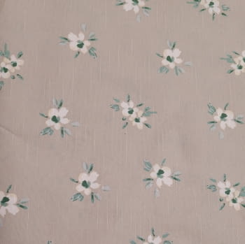 Tela mantel antimanchas color topo con flores - 5