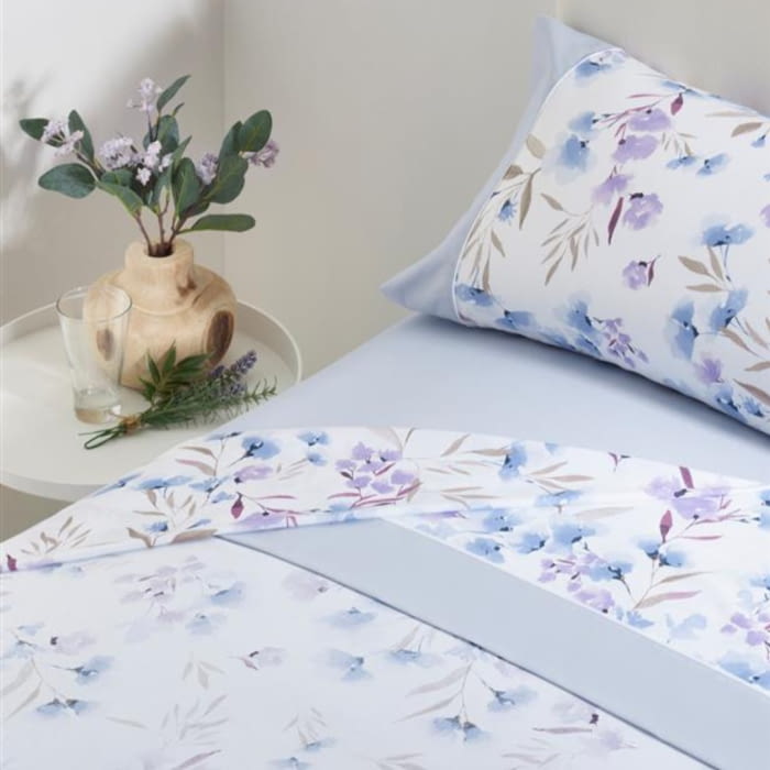 Juego de sábanas flores azules. Cama: 90, 105, 135, 150, 160, 180 - 1
