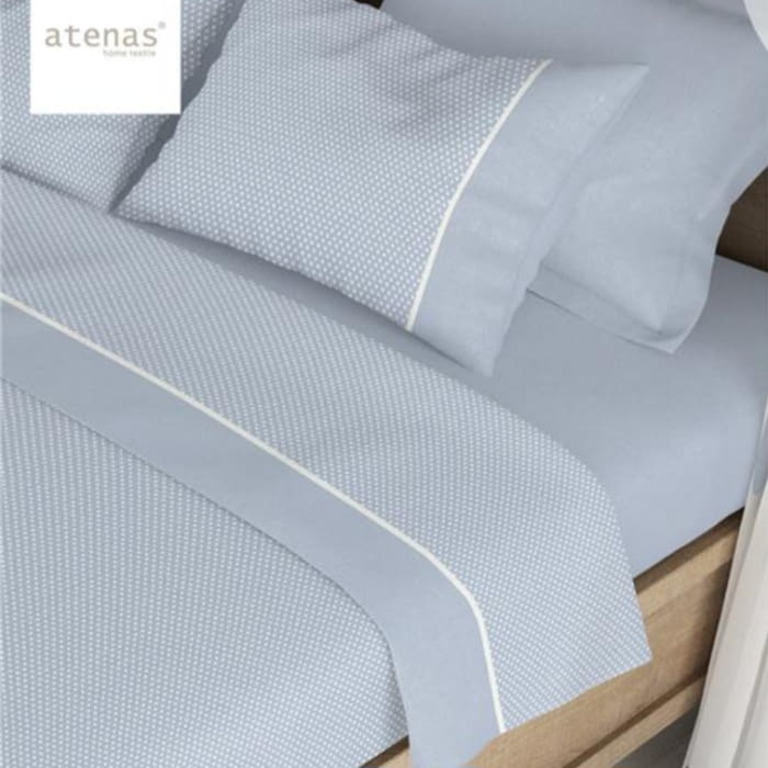 Juego de sábanas topitos azules. 90,160, 180