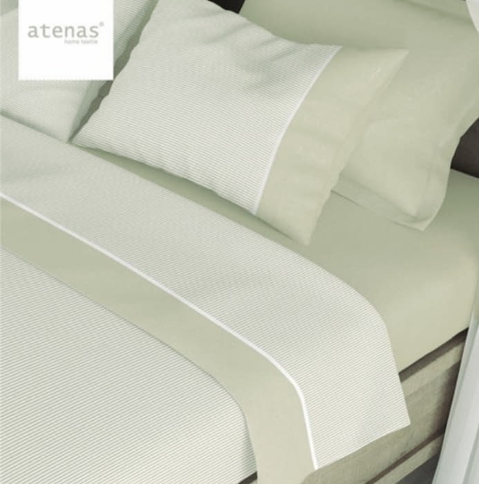 Juego de sábanas rayitas verde, cama 180