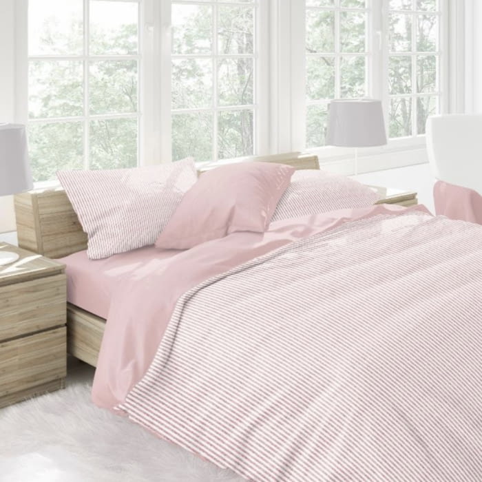 Funda nórdica líneas rosas. Cama 135, 180