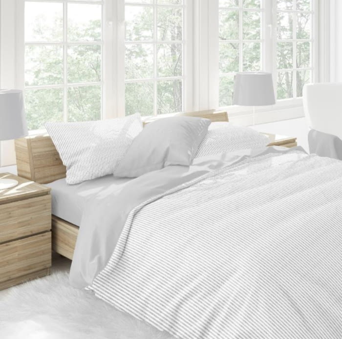 Funda nórdica líneas grises. Cama 105, 180