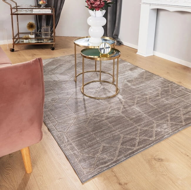 Alfombra gris geométrica 100 x 150 - 1