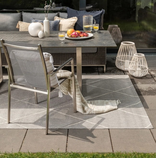 Alfombra exterior rombos gris 120 x 170 - 1