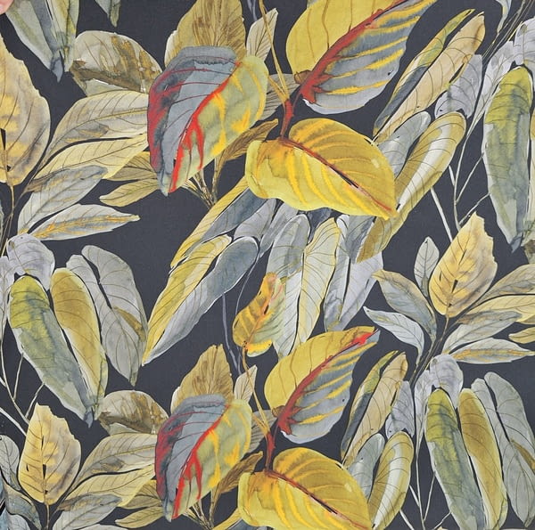 Tela exterior negra con hojas