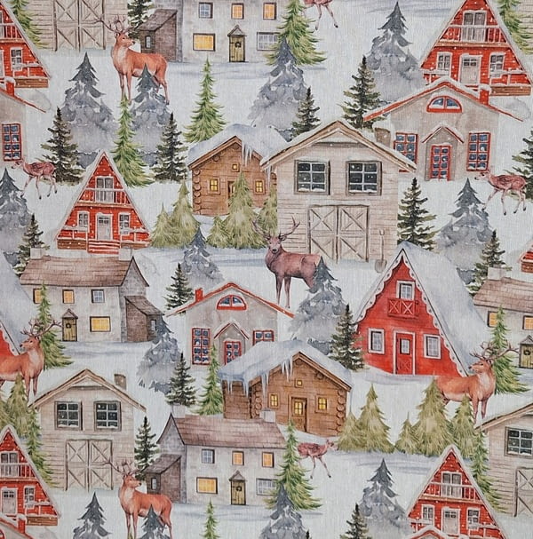 Tela por metros de Navidad ciervos