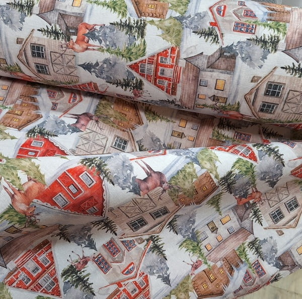 Tela por metros de Navidad ciervos - 1