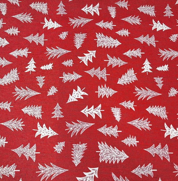 Tela Navidad antimanchas roja abetos