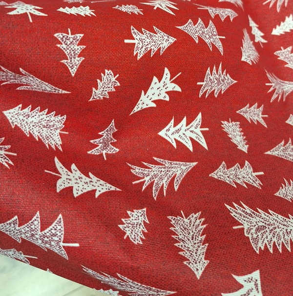 Tela Navidad antimanchas roja abetos - 1