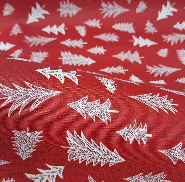 Tela Navidad antimanchas roja abetos - 3