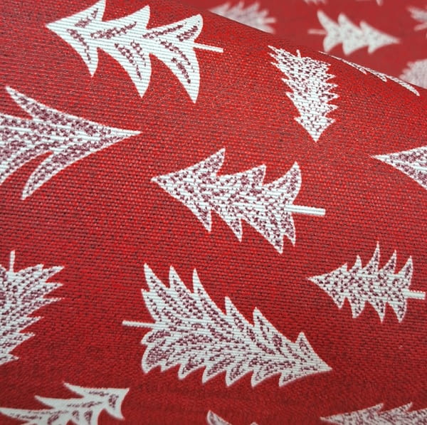 Tela Navidad antimanchas roja abetos - 4