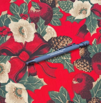 Tela de Navidad roja con flores - 2