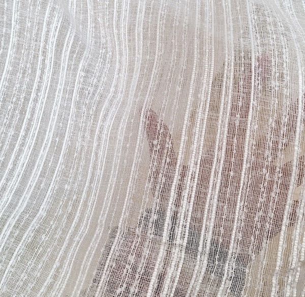 Tela visillo blanco multirayitas rústico - 1