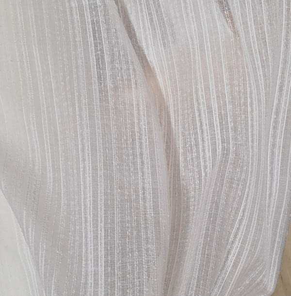 Tela visillo blanco multirayitas rústico - 2