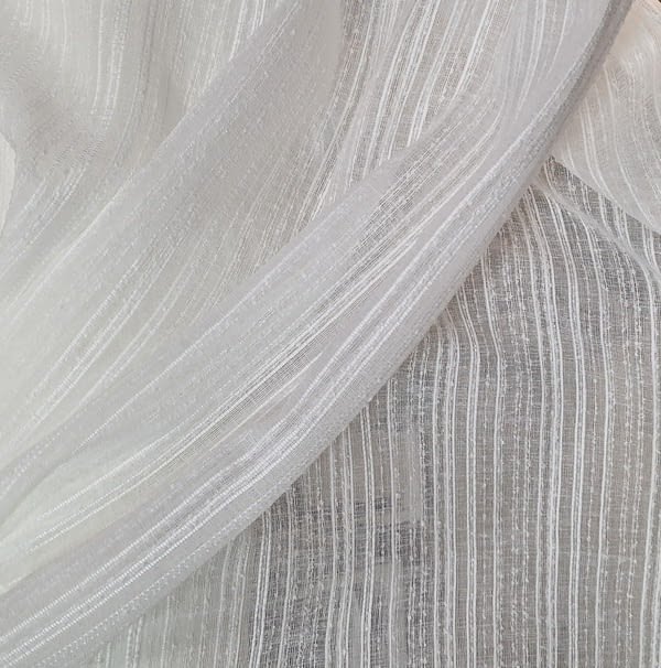 Tela visillo blanco multirayitas rústico - 4