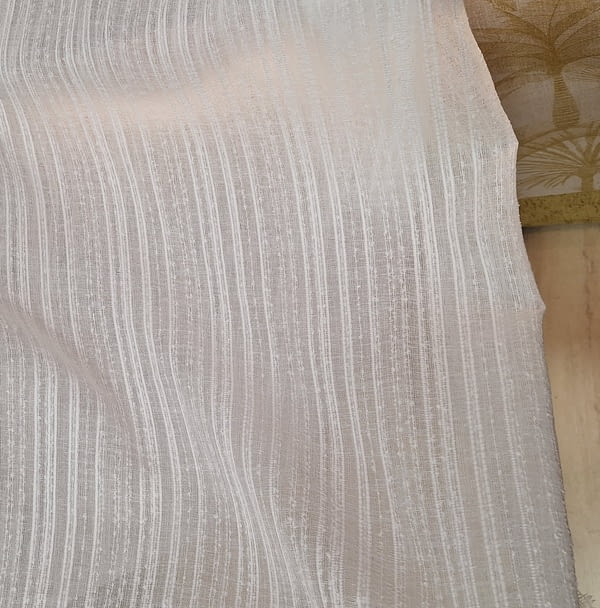 Tela visillo blanco multirayitas rústico - 5