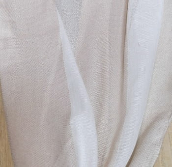 Tela visillo blanco rayas anchas beige - 2