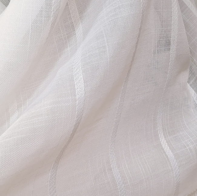 Tela visillo rayitas jacquard blancas - 1