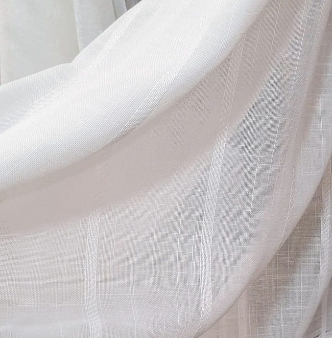 Tela visillo rayitas jacquard blancas - 3