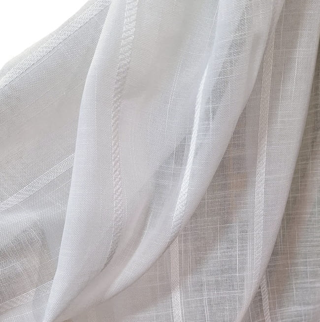 Tela visillo rayitas jacquard blancas - 4