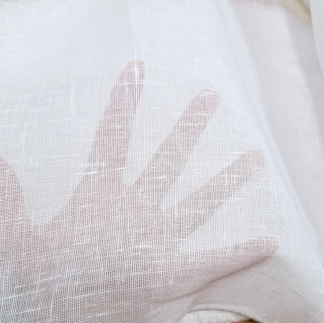 Tela visillo blanco liso con trama - 1