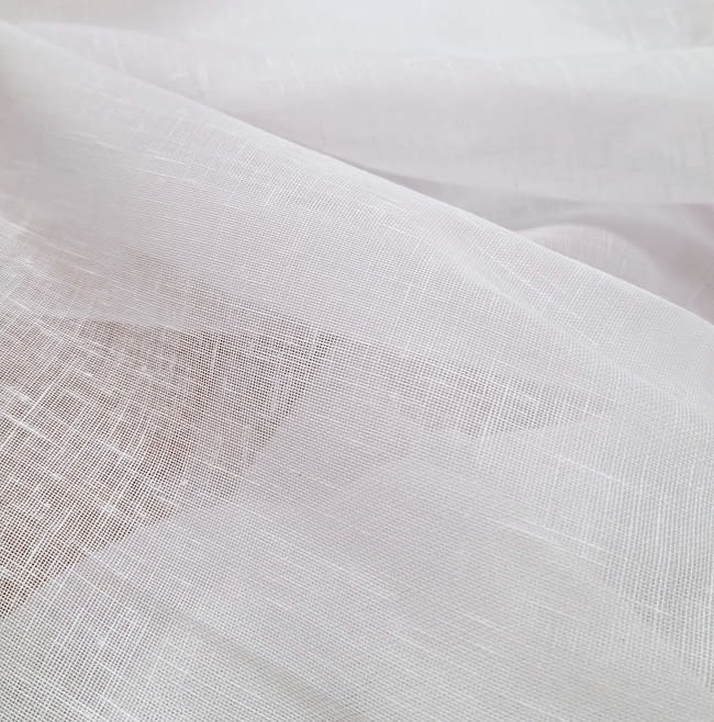 Tela visillo blanco liso con trama - 3