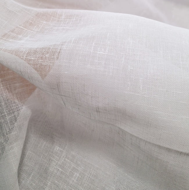 Tela visillo blanco liso con trama - 5