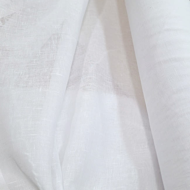Tela visillo blanco liso con trama - 6