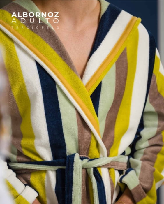 Albornoz rayitas pistacho, verde agua, M