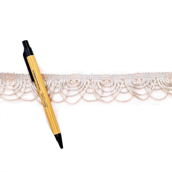 Pasamanería Flecos ondas gris y salmón - 2