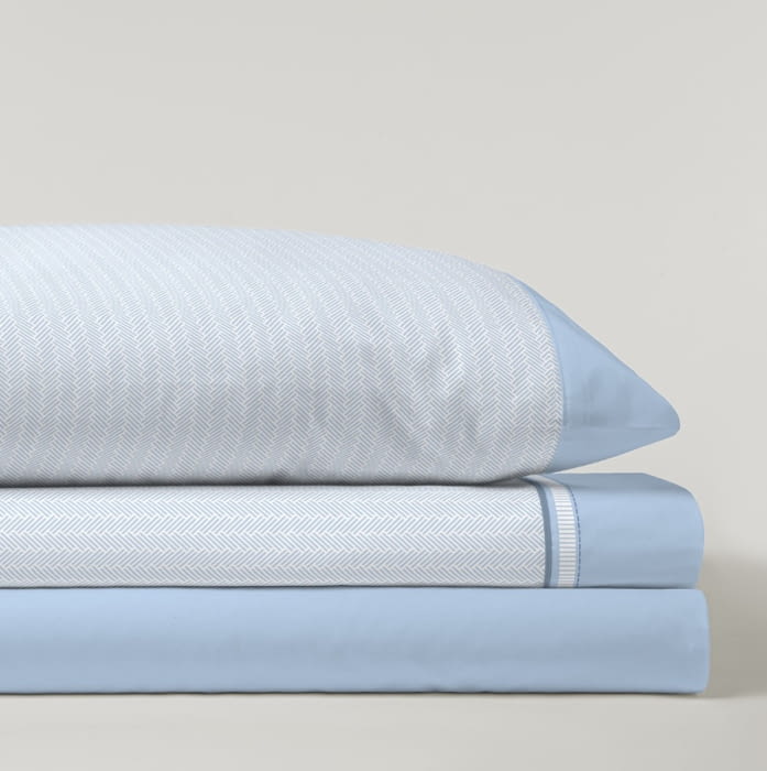 Juego de sábanas espiguilla azul. Cama 80, 120