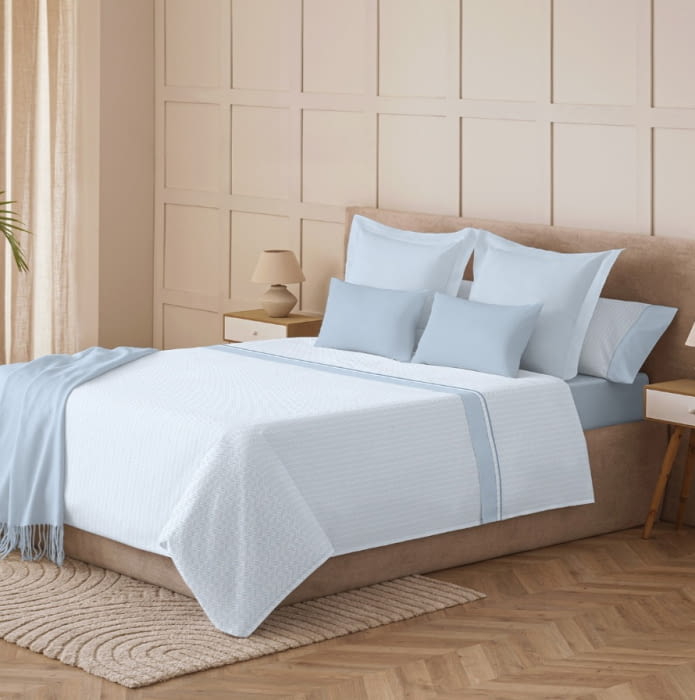 Juego de sábanas espiguilla azul. Cama 80, 120 - 2