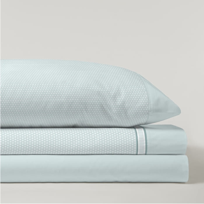 Juego de sábanas topitos verde menta. Cama 80, 120