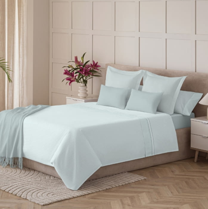 Juego de sábanas topitos verde menta. Cama 80, 120 - 1