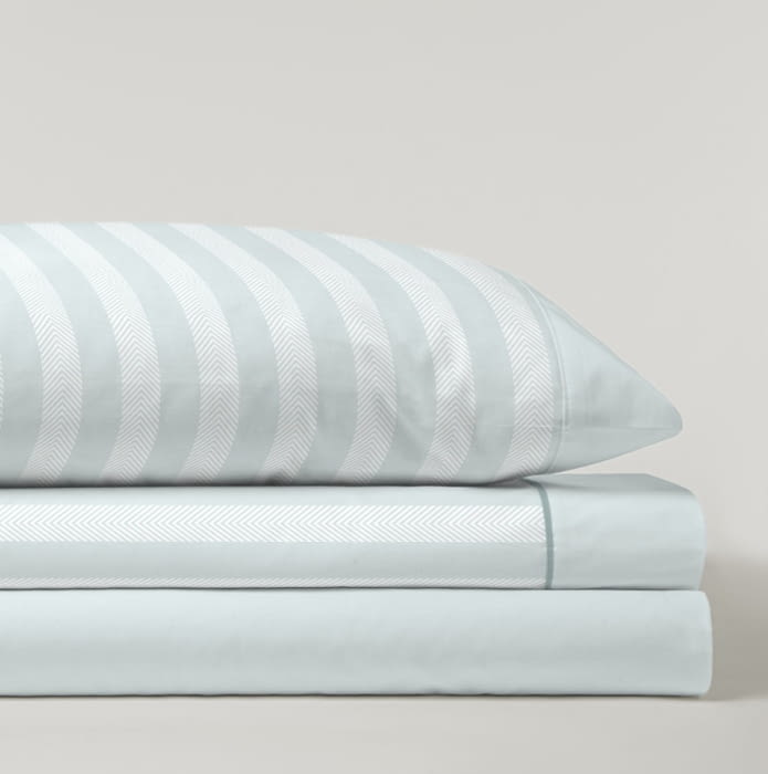 Juego de sábanas rayas espigas verde menta. Cama 150