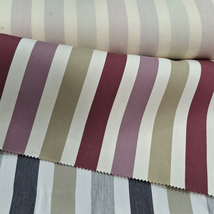 Tela Quebec rayas granates y malvas 280 - 1