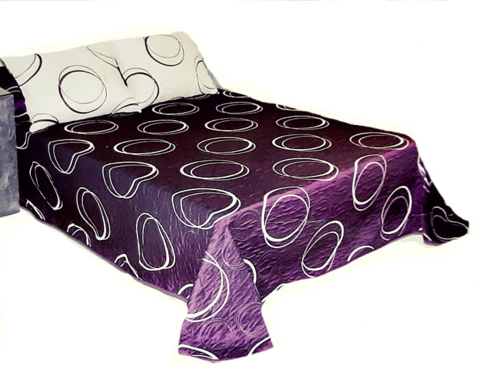 Funda Cojín reversible círculos beige morado - 2