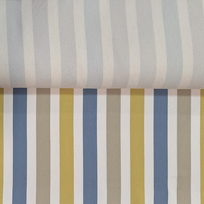 Tela tapicería Quebec rayas azul y amarillas 280 - 3