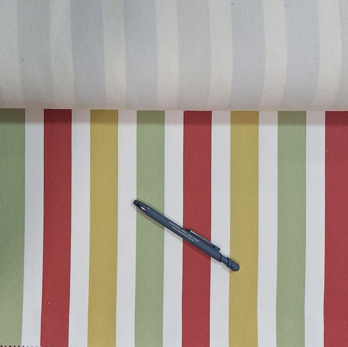 Tela tapicería Quebec rayas rojo, verde y amarillas - 1