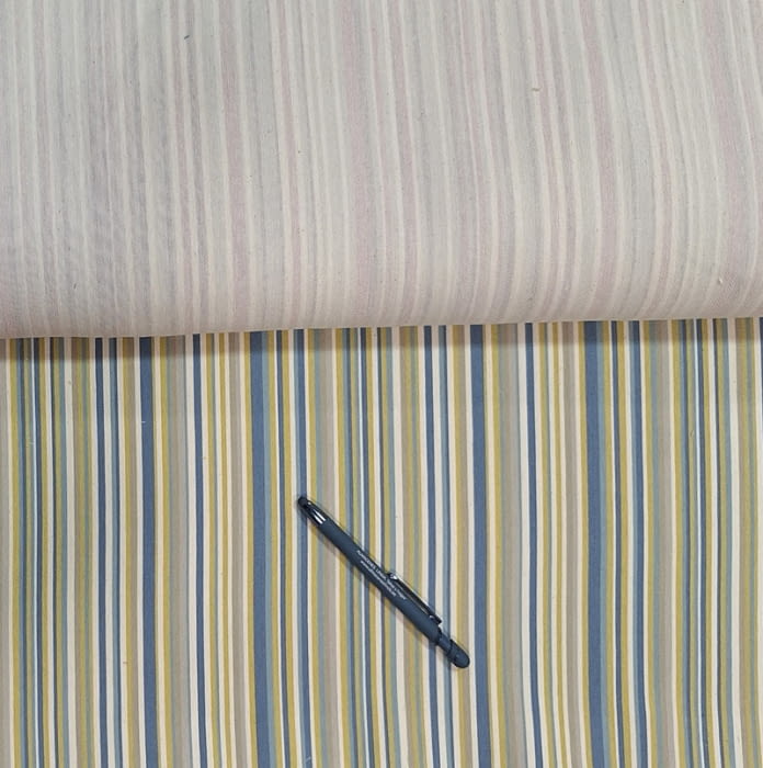 Tela Toronto rayitas azul, amarillo beige 280 - 1