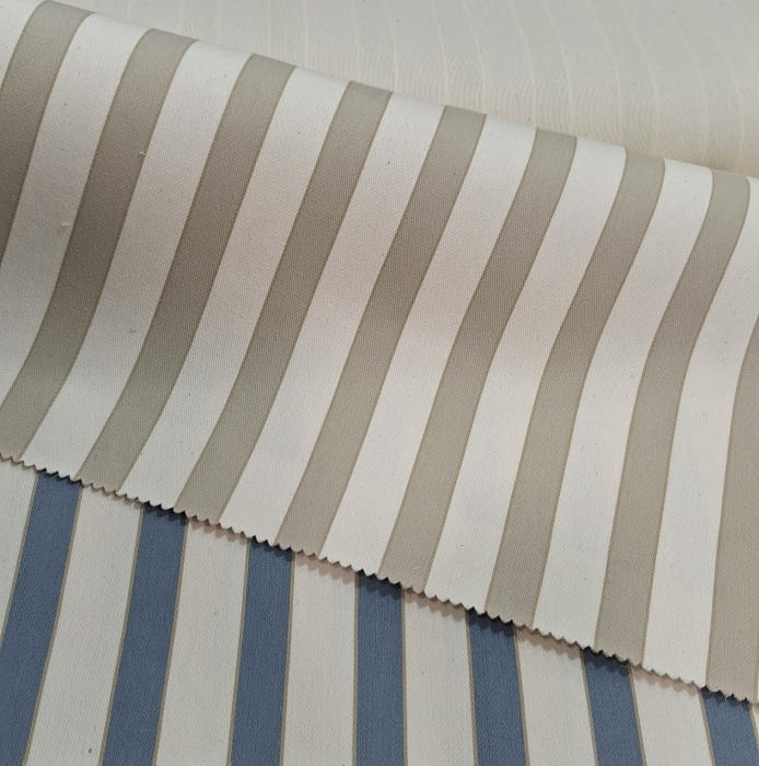 Tela tapicería rayas aurora crudo y beige 280