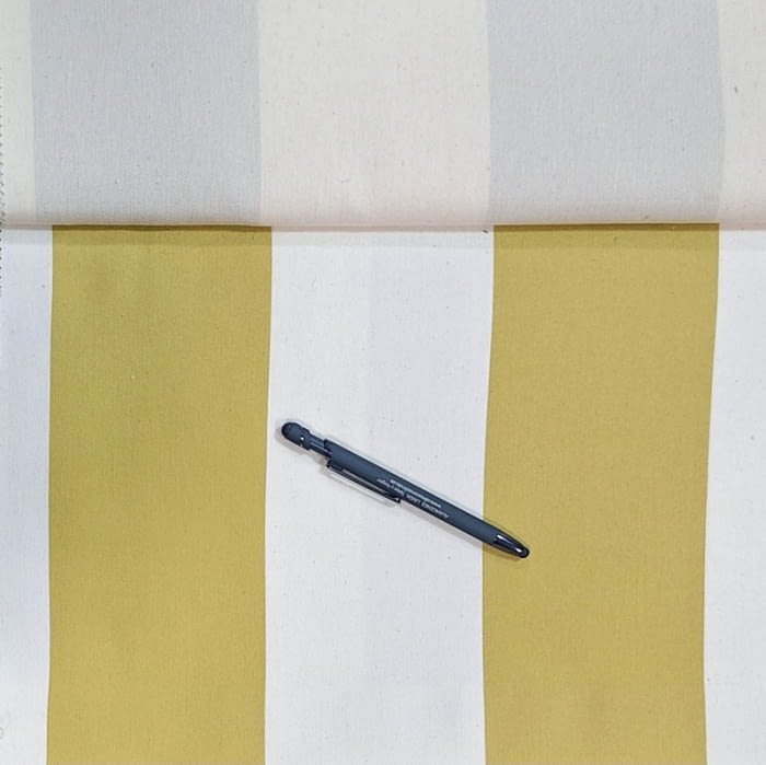 Tela tapicería rayas anchas Bérgamo beige amarillas - 1