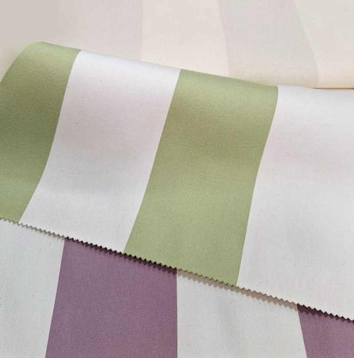 Tela tapicería rayas anchas Bérgamo beige verde