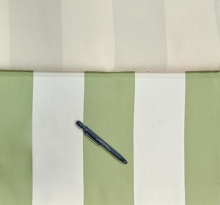 Tela tapicería rayas anchas Bérgamo beige verde - 1