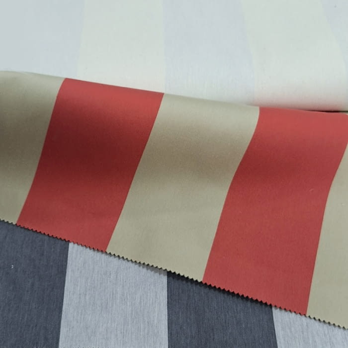 Tela tapicería rayas anchas rojo coral Bérgamo