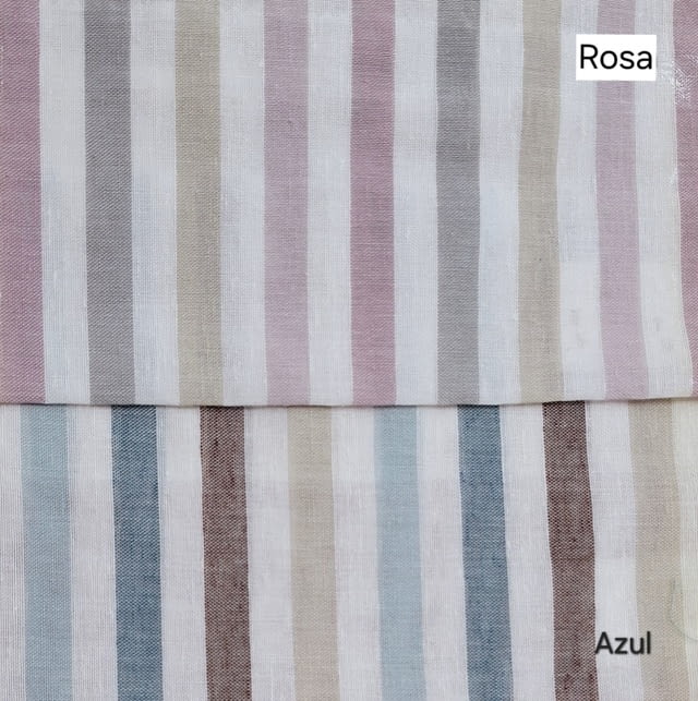 Tela visillo de lino rayitas colores - 1